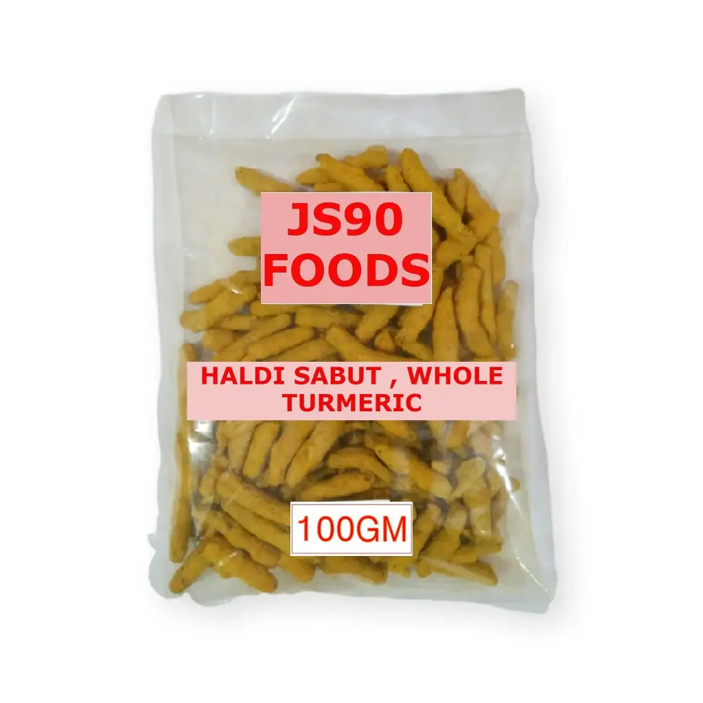 JS90 FOODS 100gm Haldi Sabut Whole (Turmeric Dried Sukhi Stick) – Natural Flavor, Perfect for Traditional Cooking & Home Remedies