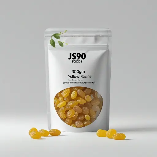 JS90 FOODS 300Gm Kishmish Raisins | Soggi Small Round Golden Raisins | Premium Quality, Naturally Sweet & Healthy Dry Fruit